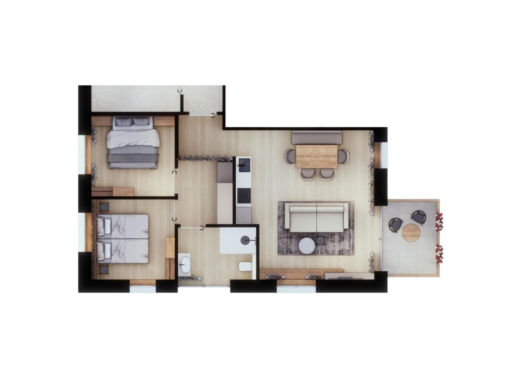 Apartment mit 2 Schlafzimmern und Seeblick